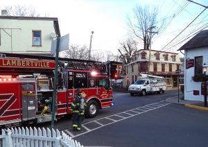 Lambertvillle firefighters crossed the river and arrived on scene and deployed rapidly.