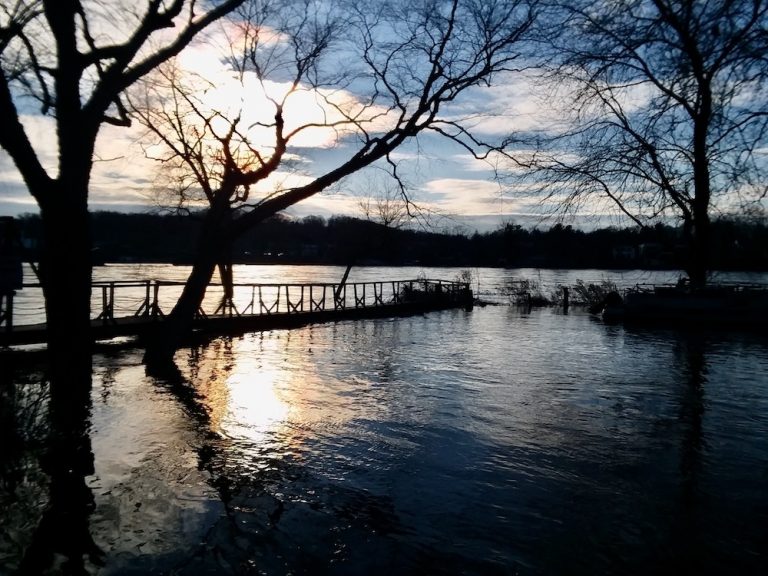 Delaware River at New HopeLambertville running high, but not